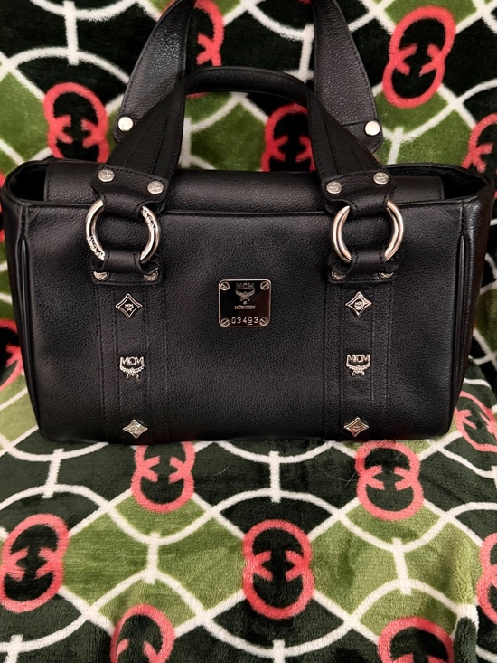 MCM Handbags - MCM Black Leather Satchel with Silver Hardware Accents